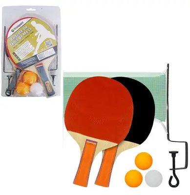 RAQUETE DE PING PONG COM 2 PECAS + 3 BOLINHAS + SUPORTE + REDE