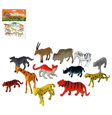 KIT ANIMAL SELVAGEM DE PVC REINO ANIMAL PEQUENO COM 12 PECAS SORTIDAS