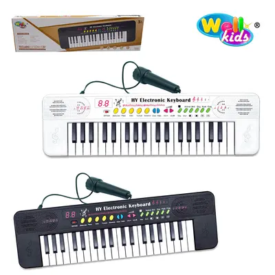 TECLADO / PIANO MUSICAL INFANTIL COM MICROFONE MEU RITMO PRETO A PILHA WELLKIDS