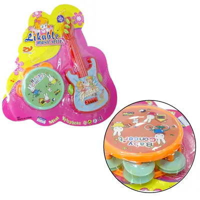 PANDEIRO INFANTIL COM GUITARRA PANDEIRO MUSIC SERIES COLORS NA CARTELA