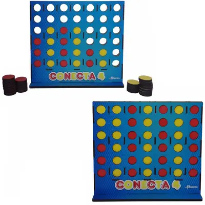 JOGO CONECTA 4 DE MADEIRA MDF COM 42 PECAS 25X23CM