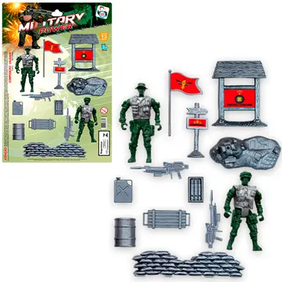 BONECO SOLDADO MILITAR COM ARMA + ACESSORIOS MILITARY POWER 13 PECAS NA CARTELA