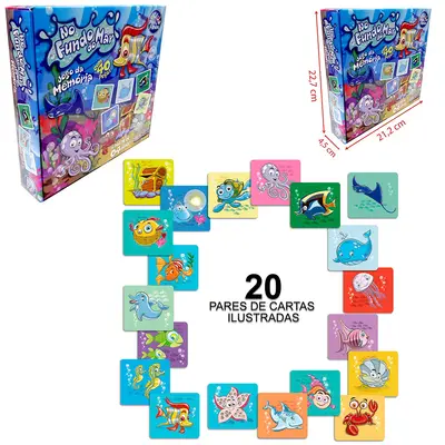 JOGO DA MEMORIA NO FUNDO DO MAR COM 40 PECAS
