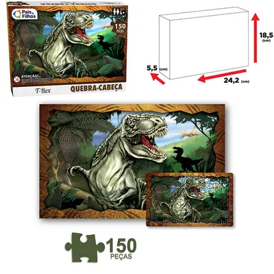 QUEBRA CABECA DINOSSAURO TIRANOSSAURO REX COM 150 PECAS