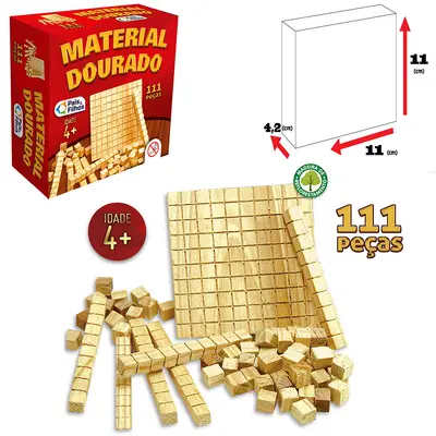 JOGO MATERIAL DOURADO DE MADEIRA COM 111 PECAS