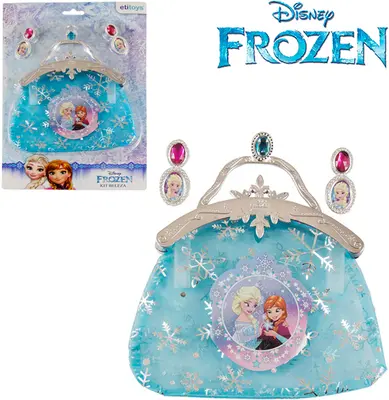 KIT BELEZA INFANTIL COM BOLSA E ACESSORIOS 4 PECAS FROZEN NA CARTELA DISNEY