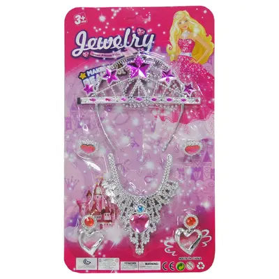 KIT BELEZA INFANTIL COM TIARA + ANEL E ACESSORIOS JEWELRY 6 PECAS