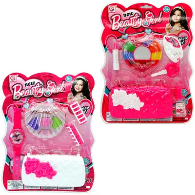 KIT BELEZA INFANTIL COM BOLSA + MAQUIAGEM E ACESSORIOS 5 PECAS