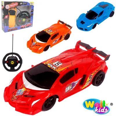 CARRO COM CONTROLE REMOTO SEM FIO VOLANTE NITRO CITY COLORS 7 FUNCOES NA CAIXA WELLKIDS
