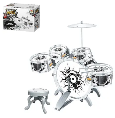 BATERIA MUSICAL ROCK PARTY COM BAQUETA E PEDAL NA CAIXA