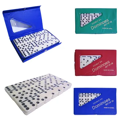 DOMINO TIPO OSSO 40X20X5MM DOUBLE SIX NO ESTOJO DE PLASTICO COLORS