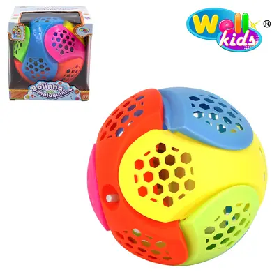 BOLA MUSICAL INFANTIL SUPER MALUCA COLORS COM LUZ A PILHA NA CAIXA