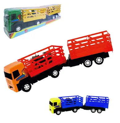 CAMINHAO BITREM BOIADEIRO RODA LIVRE COLORS COM 4 ANIMAIS 44X10,5X8,5CM
