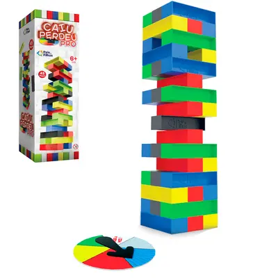 JOGO CAIU PERDEU PRO DE PLASTICO COM ROLETA COLORS COM 45 PECAS NA CAIXA