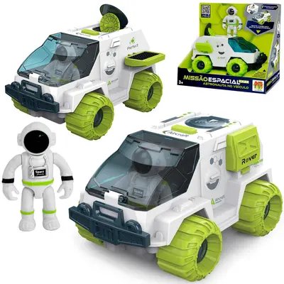 CARRO A FRICCAO MISSAO ESPACIAL COM BONECO ASTRONAUTA NA CAIXA