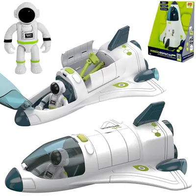 FOGUETE MISSAO ESPACIAL COM BONECO ASTRONAUTA + SOM E LUZ A PILHA NA CAIXA