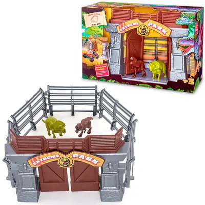 KIT PARQUE COM 2 DINOSSAUROS + 5 CERCAS E 1 PORTAL EXTREME PARK NA CAIXA