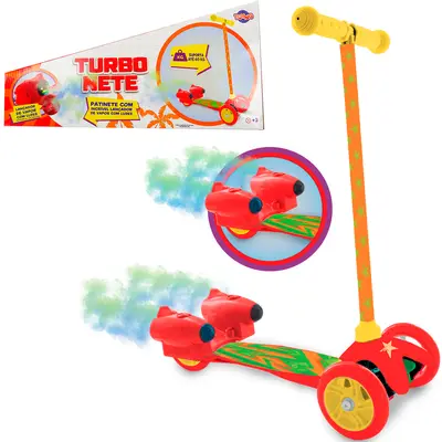 PATINETE TURBO NETE COM 3 RODAS + LANCADOR DE FUMACA E LUZ A PILHA 60X56X23CM