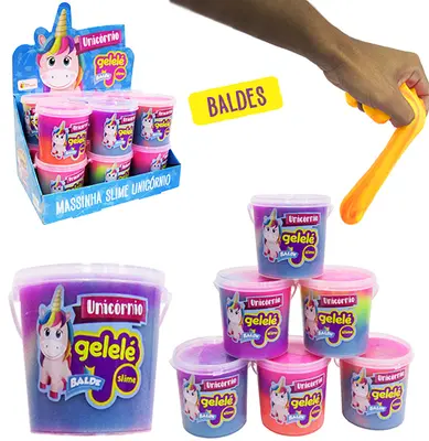 GELEINHA SLIME / GELELE BALDE UNICORNIO 3 CORES 457G DP PLAY