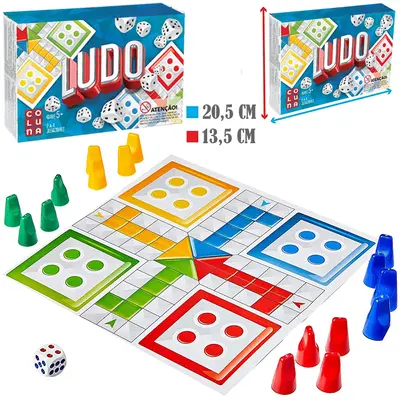 JOGO LUDO COM TABULEIRO + DADO E 16 PINOS NA CAIXA