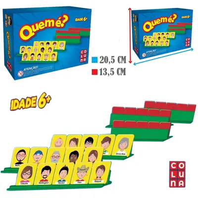 JOGO QUEM E COM 40 PERSONAGENS + 20 CARTAS E 8 SUPORTES NA CAIXA