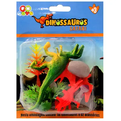 KIT ANIMAL DINOSSAURO DE PLASTICO COM ACESSORIOS 8 PECAS