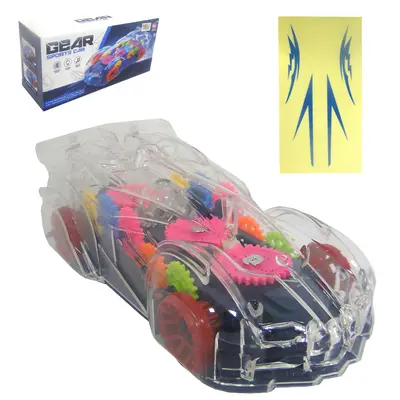 CARRO BATE E VOLTA FUTURISTA GEAR SPORTS CAR COM SOM E LUZ TRANSPARENTE A PILHA