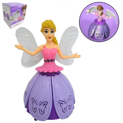 BONECA FADA BATE E VOLTA PROJETA IMAGEM MIRACLE PRINCESS COM SOM E LUZ A PILHA