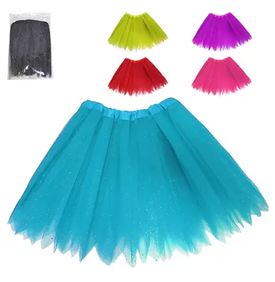 FANTASIA SAIA COM GLITTER COLORS PARA FESTA 40CM
