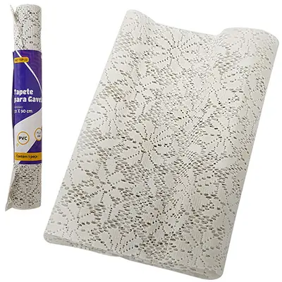 FORRO / ESTEIRA / TAPETE MULTIUSO ANTIDERRAPANTE PARA ARMARIO E GAVETA BRANCO 30X90CM