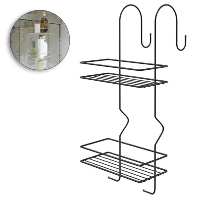SUPORTE ARAMADO DUPLO PARA BOX COM 2 GANCHOS BLACK 44X24X22,5CM
