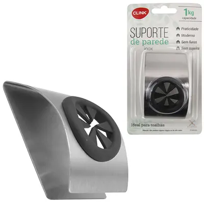 CABIDE PORTA TOALHA DE INOX RETANGULAR AUTOADESIVO 8X5CM NA CARTELA