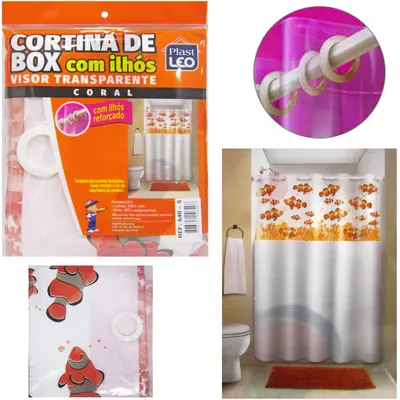 CORTINA DE BOX DE PLASTICO VINIL VISOR TRANSPARENTE ESTAMPAS SORTIDAS 200X135CM