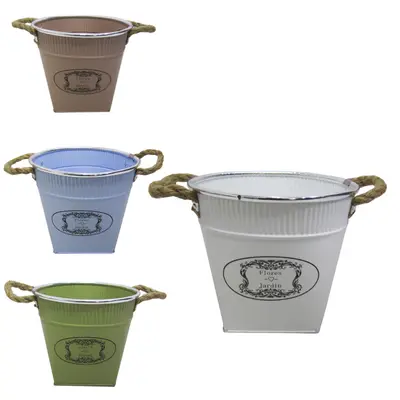 CACHEPOT DE METAL COM ALCA DE CORDA COLORS 2,5L 15,5X16,5CM DE Ø