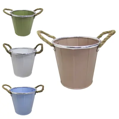 CACHEPOT DE METAL COM ALCA DE CORDA COLORS 2,7L 16X17CM DE Ø