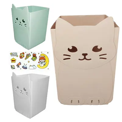 CESTO ORGANIZADOR PORTA TRECO DE PLASTICO RETANGULAR GATINHO COM ADESIVO 15,8X11,3X10,5CM