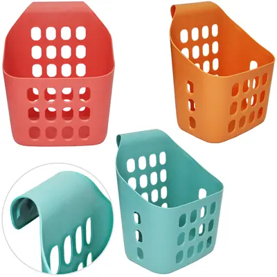 CESTO ORGANIZADOR DE PLASTICO COM ALCA DE PENDURAR COLORS 14X12CM