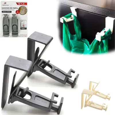SUPORTE GANCHO DE PLASTICO DOBRAVEL PARA SACO DE LIXO COM 2 PECAS 8,2X6,8X2,5CM