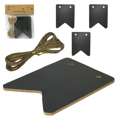 PORTA RECADO DE MADEIRA MDF BANDEIRINHA 160CM
