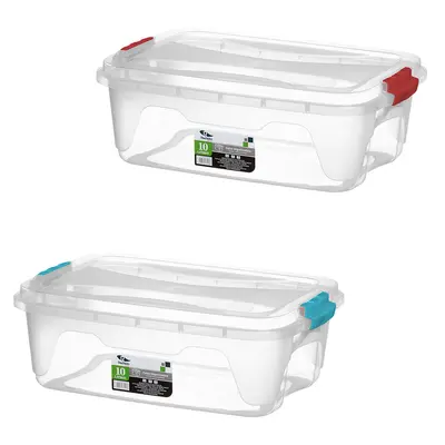 CAIXA ORGANIZADOR CONTAINER DE PLASTICO RETANGULAR COM TRAVA COLORS 10L 41X28X14CM