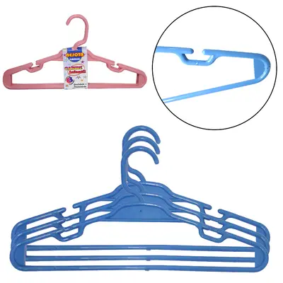 CABIDE ROUPA INFANTIL DE PLASTICO COM CAVA 3 PECAS 28X14CM 5MM