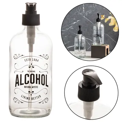 PORTA ALCOOL GEL DE VIDRO REDONDO ALCOHOL 490ML