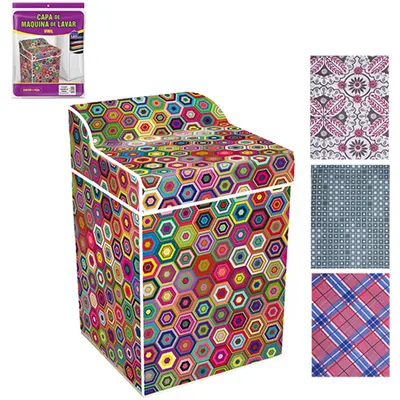 CAPA DE VINIL PARA MAQUINA DE LAVAR ESTAMPAS SORTIDAS GG 105X74X67CM