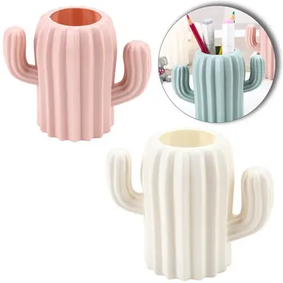 PORTA TRECO / CANETA / LAPIS MULTIUSO DE PLASTICO CACTO COLORS 13X11CM