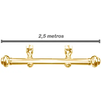 KIT VARAO 2,5M METALIZADO DOURADO 19MM