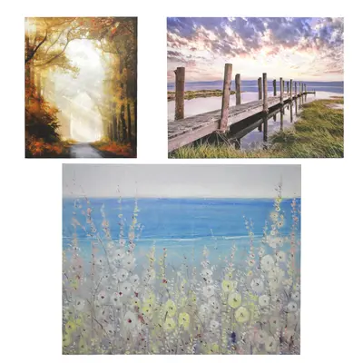 QUADRO DECORATIVO 40X50CM TELA CANVAS PAISAGENS COM MOLDURA DE MADEIRA