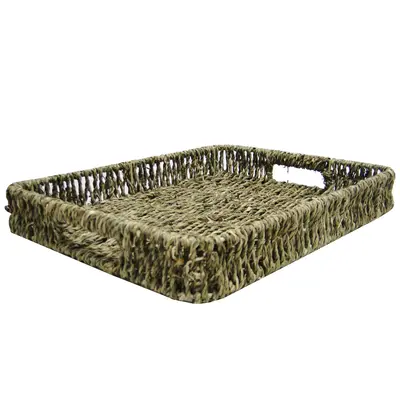 BANDEJA DE PALHA RETANGULAR COM ALCA 35X27CM