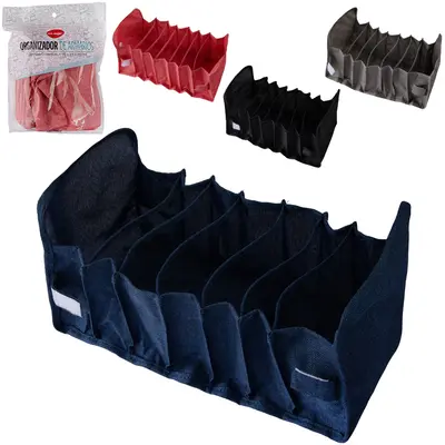 ORGANIZADOR DE POLIESTER DOBRAVEL ROUPAS INTIMAS COM 7 DIVISORIAS + VELCRO 32X15X15CM