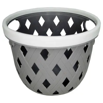 CESTO ORGANIZADOR DE PLASTICO REDONDO RATTAN TRAMA COM ALCA 11,5X15CM DE Ø