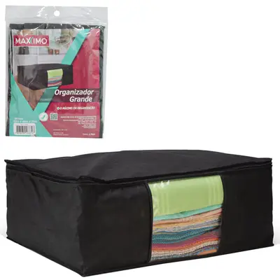 CAIXA ORGANIZADOR DE PVC / TNT DOBRAVEL MULTIUSO COM VISOR 62X48X25CM